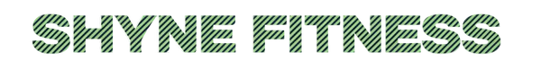the word shyne fitness in a pastel green